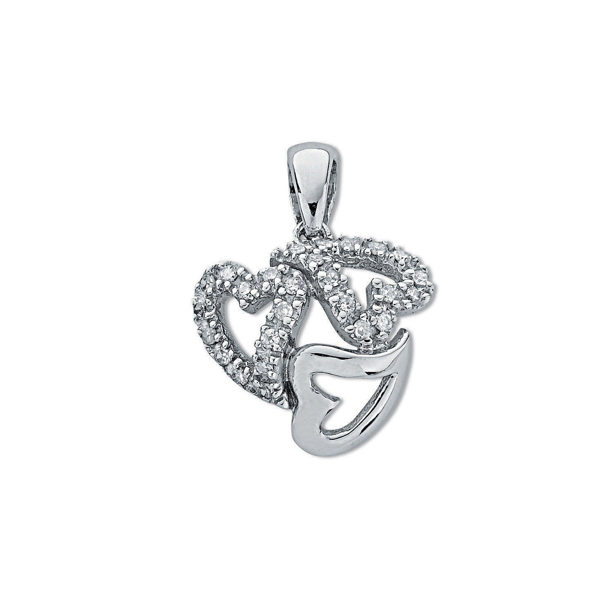 9ct White Gold 0.13ct Diamond Heart Pendant