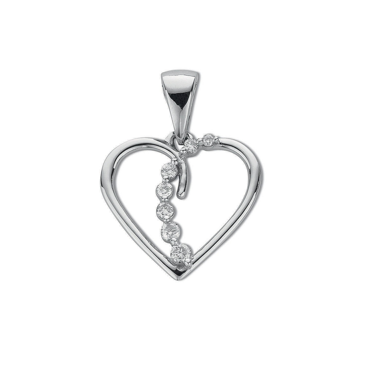 9ct White Gold 0.10ct Diamond Heart Pendant