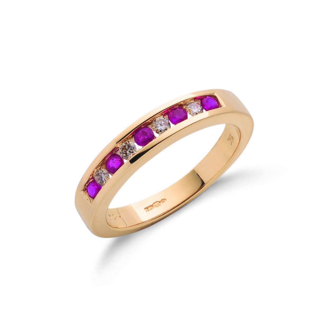 9ct Yellow Gold 0.14ct Diamond &amp; 0.31ct Ruby Eternity Ring