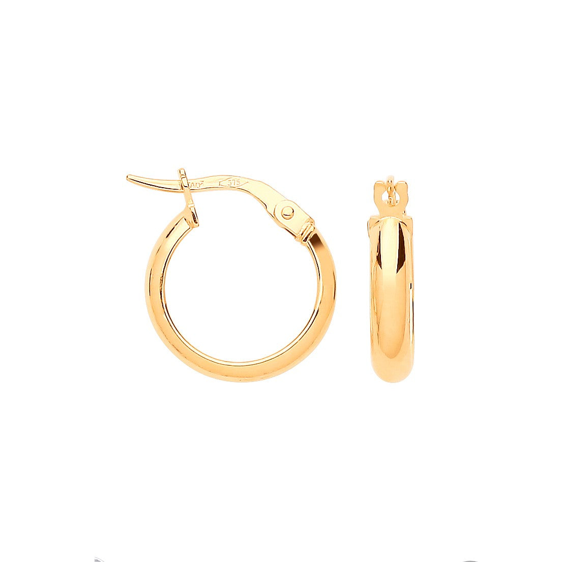 Yellow Gold Small 14mm Hoop Earrings