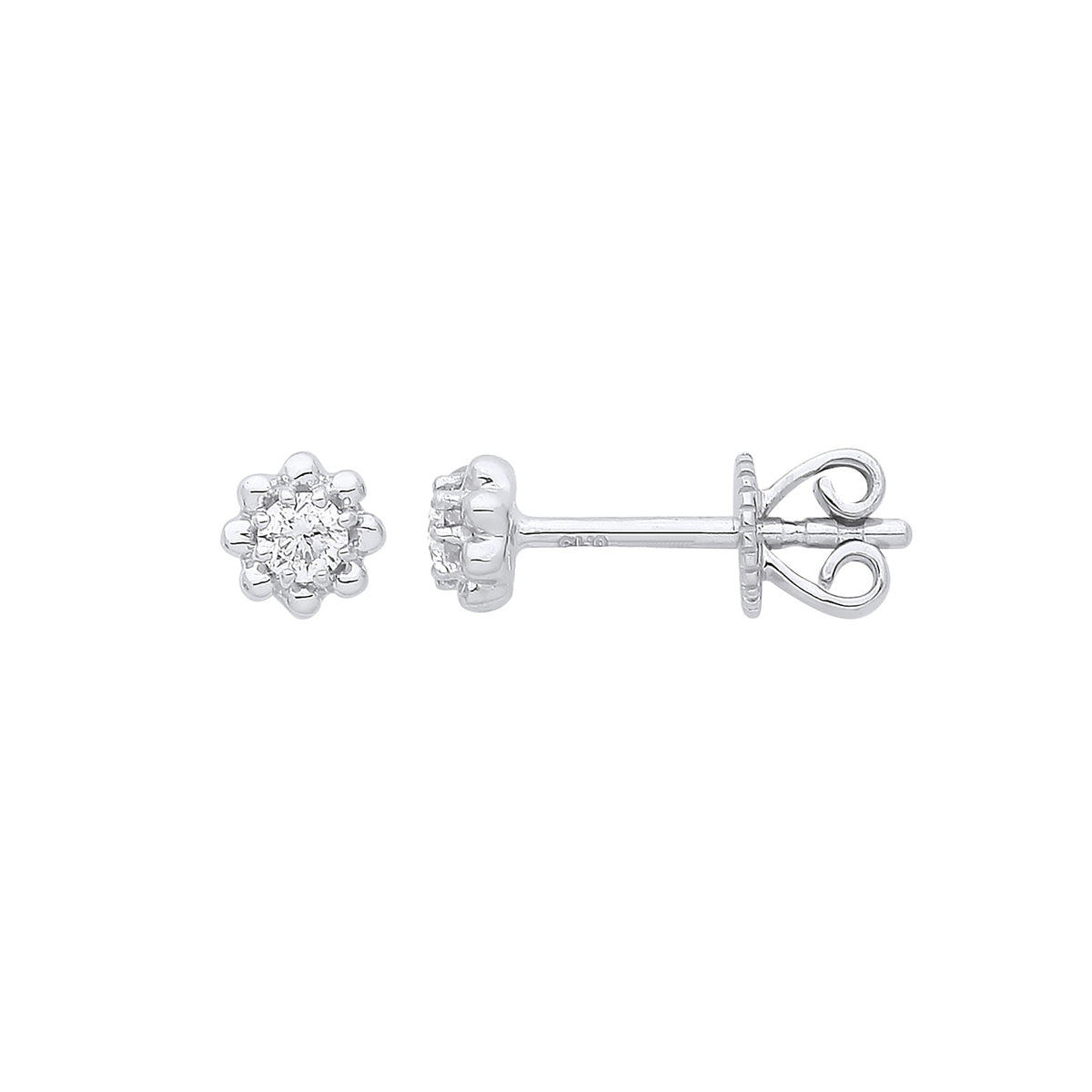 9ct White Gold 0.13ct Diamond Stud Earring