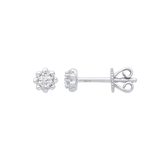 9ct White Gold 0.13ct Diamond Stud Earring
