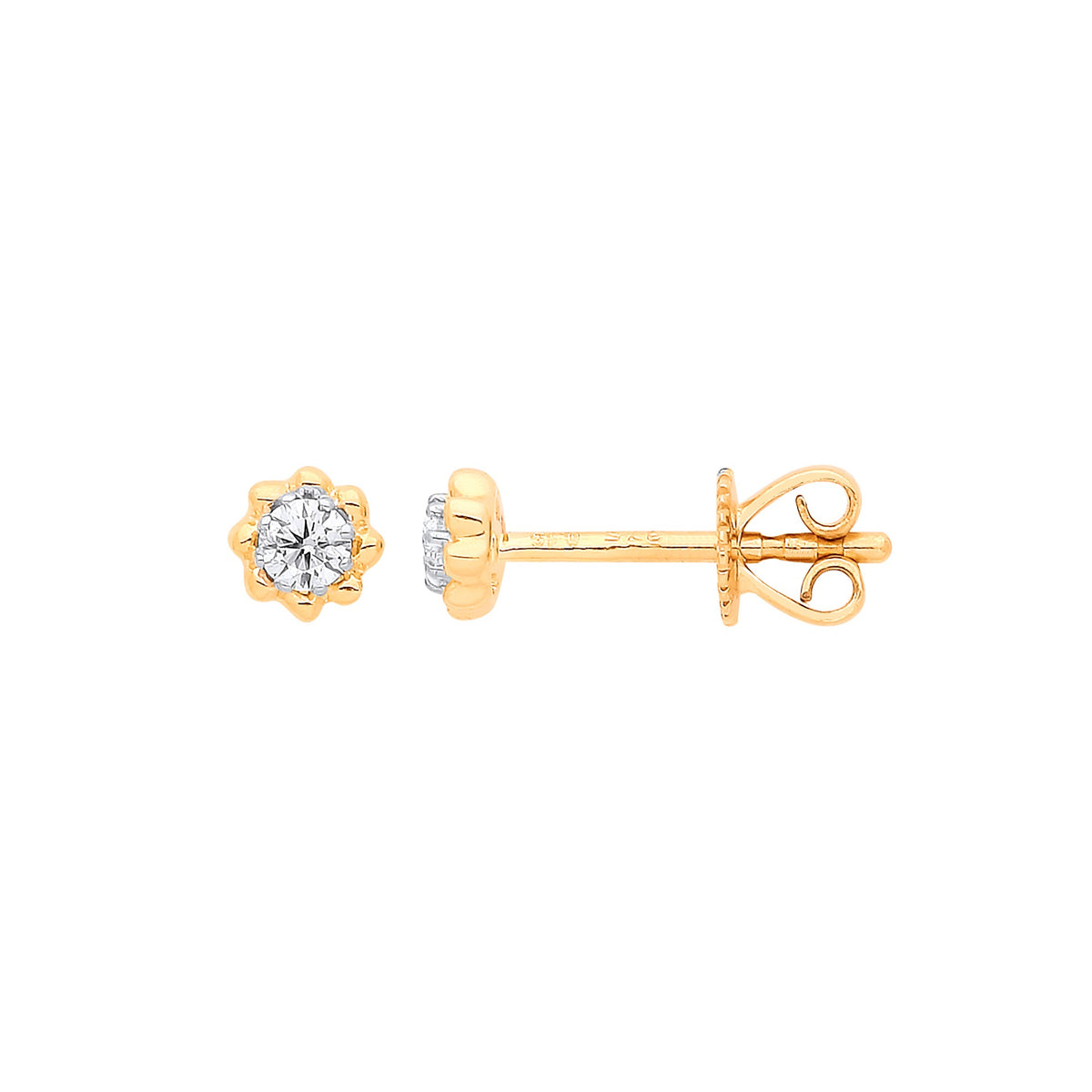 9ct Yellow Gold 0.13ct Diamond Stud Earring