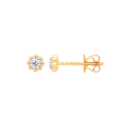 9ct Yellow Gold 0.13ct Diamond Stud Earring