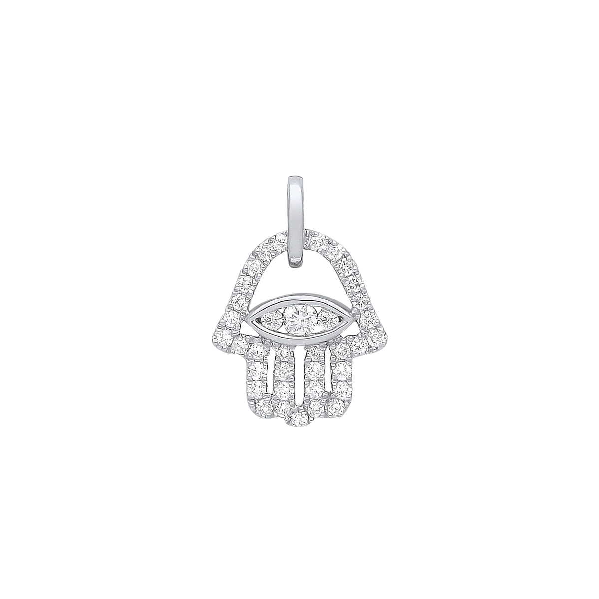 9ct White Gold 0.22ct diamonds Hamsa Pendant