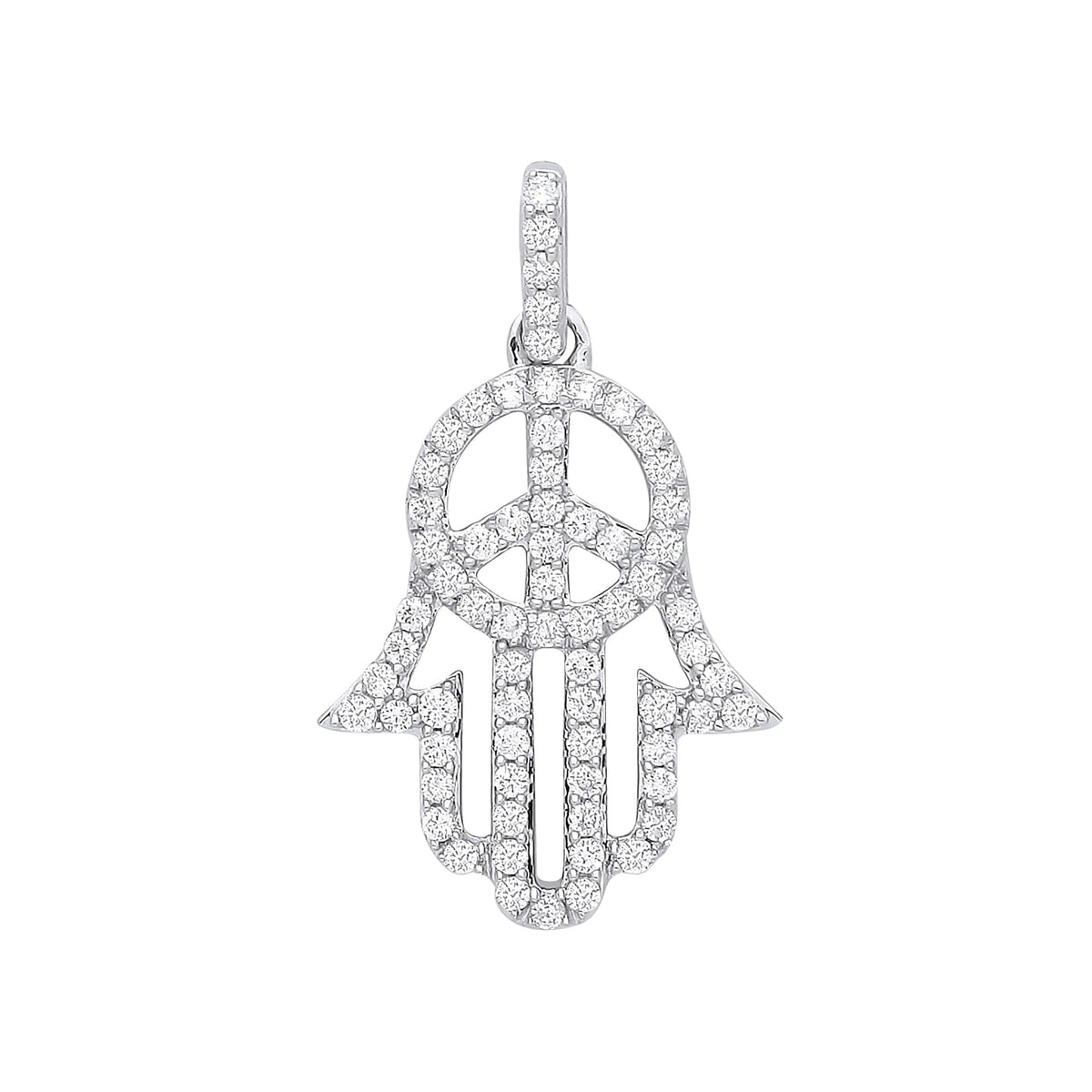 9ct White Gold 0.48ct Diamond  Hamsa Pendant