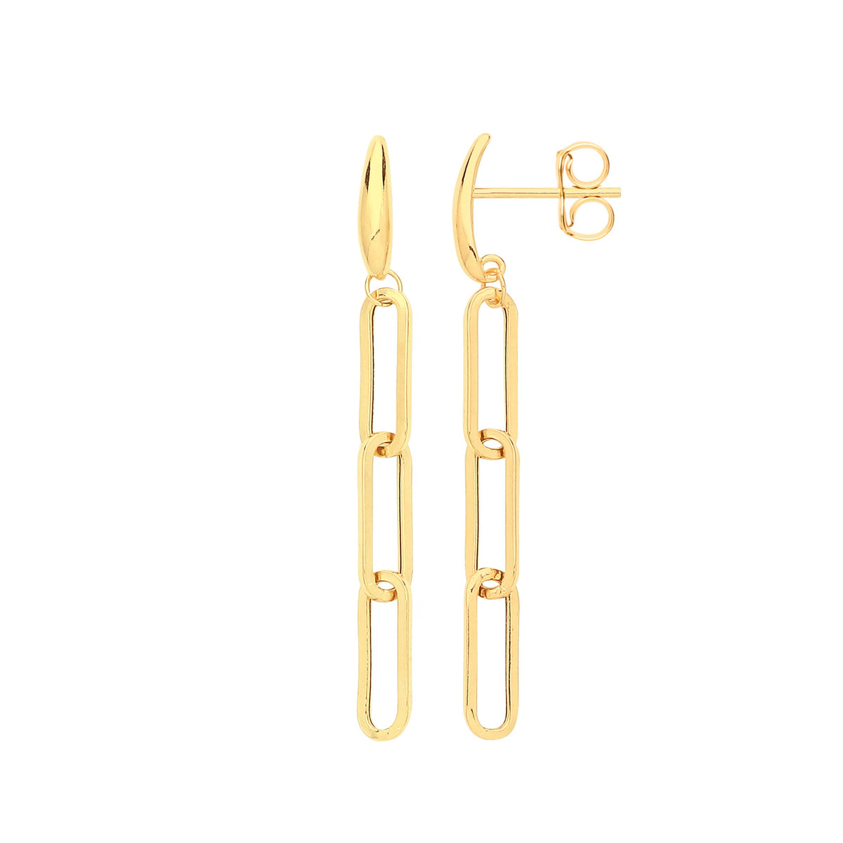 Yellow Gold Paperclip Drop Earrings