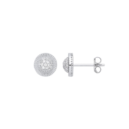 White Gold Cz Round 8mm Stud Earrings