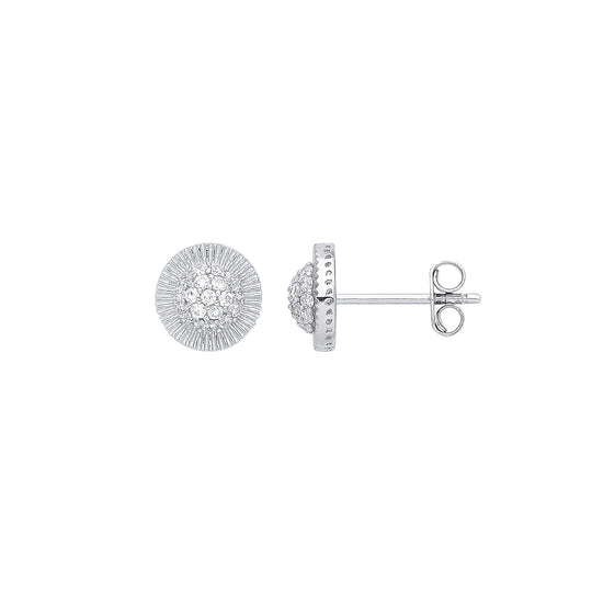 White Gold Cz Round 8mm Stud Earrings