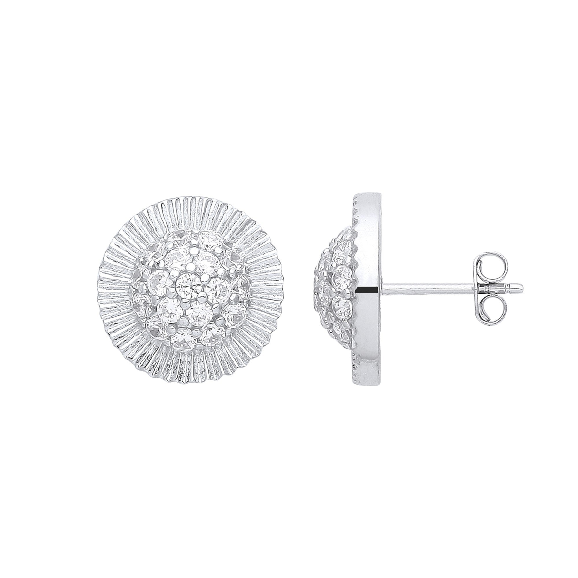 White Gold Cz Round 15mm Stud Earrings