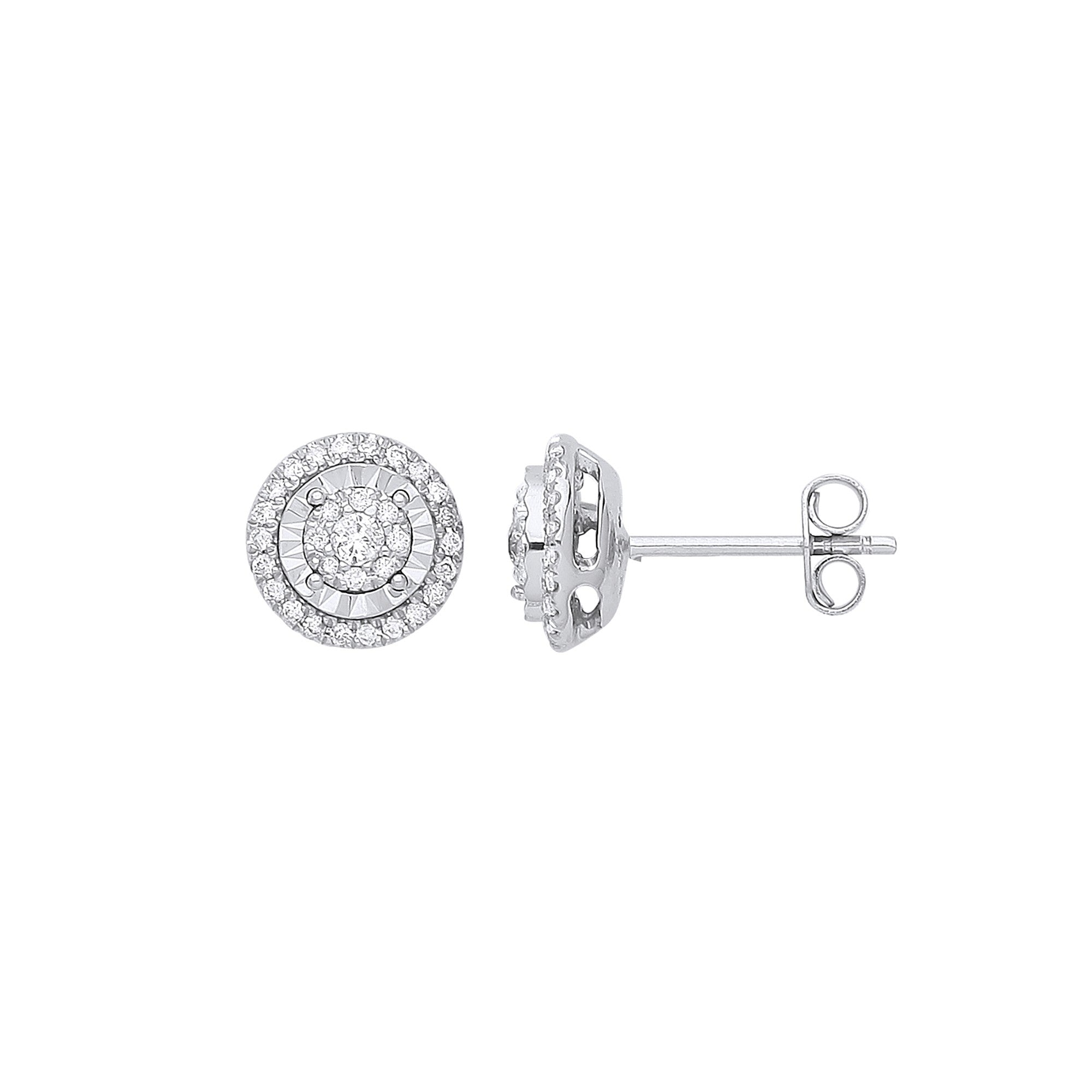9ct White Gold Multi Circles Stud Diamond 0.36ctw Earrings