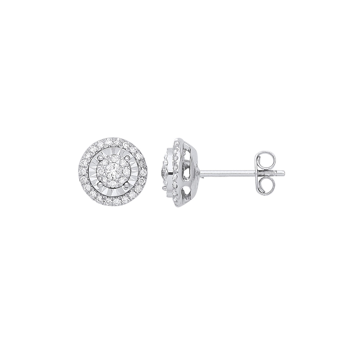 9ct White Gold Multi Circles Stud Diamond 0.36ctw Earrings