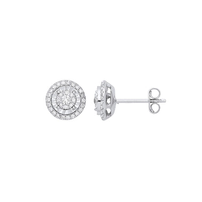9ct White Gold Multi Circles Stud Diamond 0.36ctw Earrings