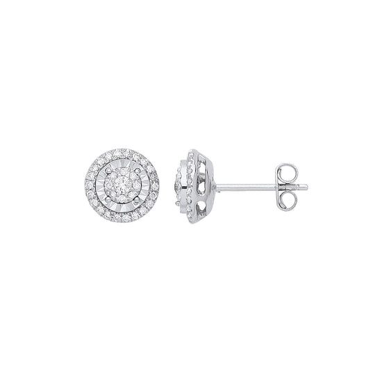 9ct White Gold Multi Circles Stud Diamond 0.36ctw Earrings