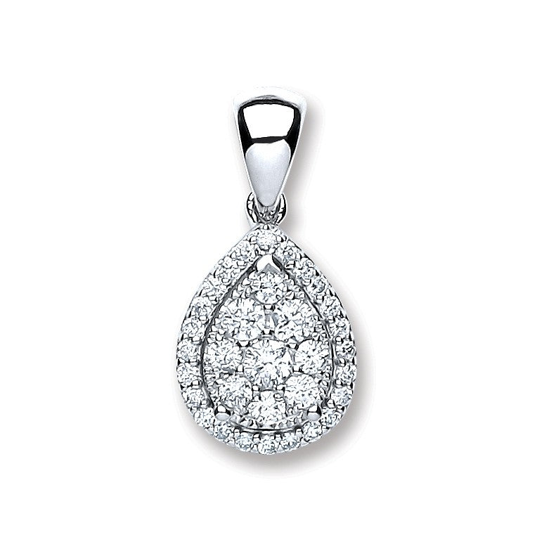 18ct White Gold 0.40ct Diamond Pear Sh Pendant Copy