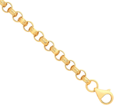Yellow Gold Plain & Engraved Round 6.6mm Belcher Chain