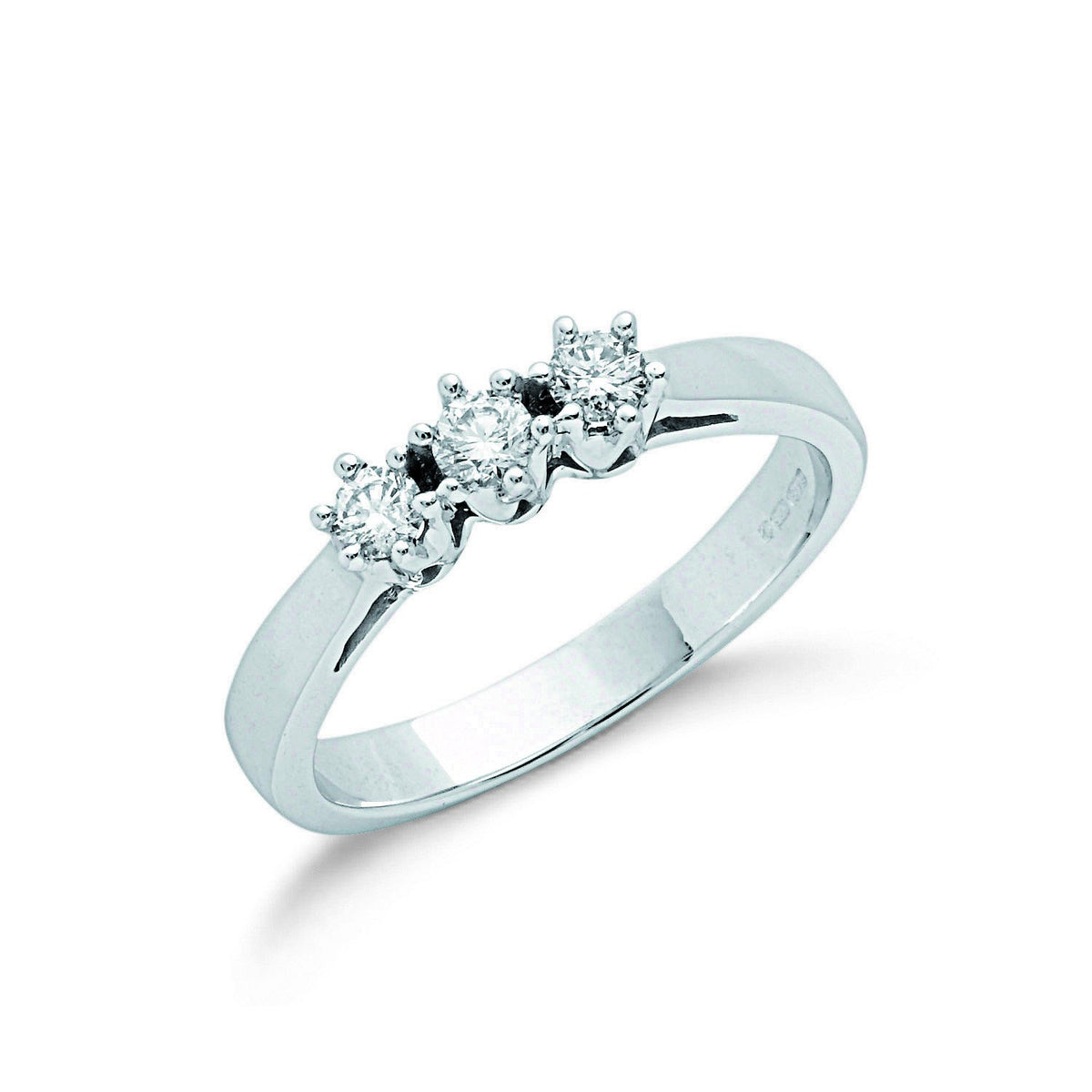 9ct White Gold 0.30ct Diamond Trilogy Ring