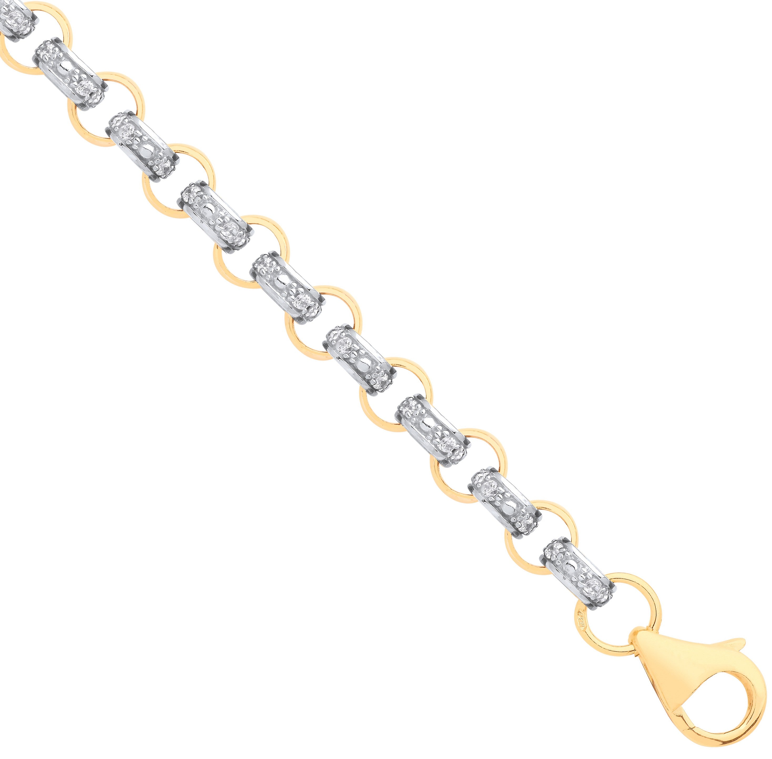 Yellow Gold Plain & Cz Round 6.0mm Belcher Chain