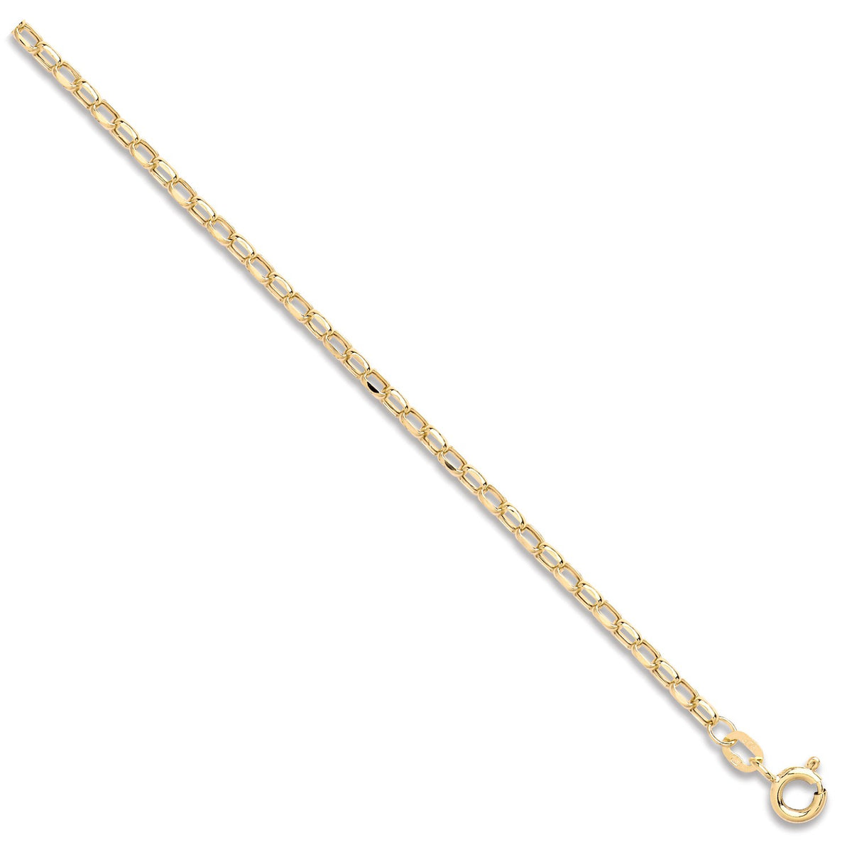 Yellow Gold Hollow Diamond Cut Belcher Anklet