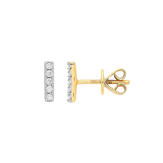 9ct Yellow Gold 0.07ct Diamond Earrings