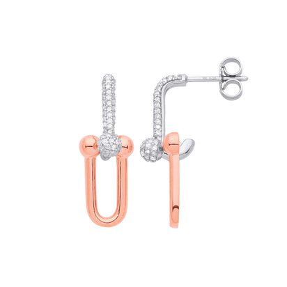 9ct White and Rose gold Drop earring 0.43ctw diamonds