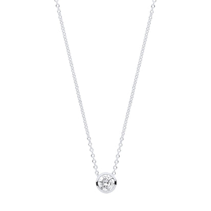 18ct White gold 0.25ctw G-SI Rubover Diamond pendant 18inch/45cm chain