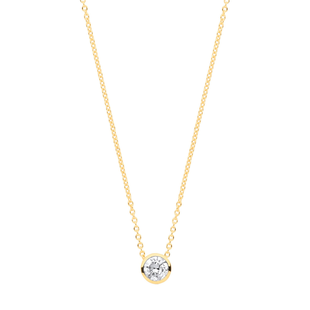 18ct Yellow gold 0.25ctw G-SI Rubover Diamond Pendant 18inch/45cm chain