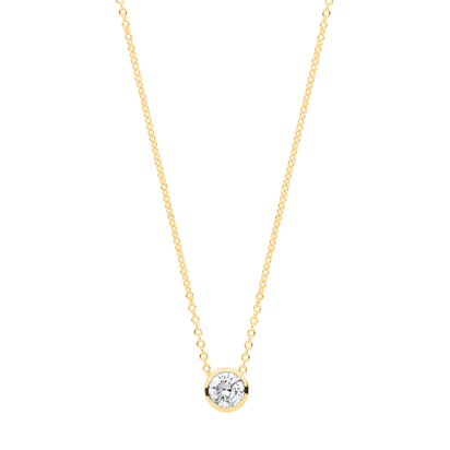 18ct Yellow gold 0.25ctw G-SI Rubover Diamond Pendant 18inch/45cm chain