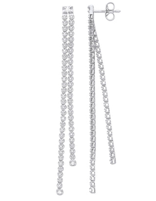 18ct White Gold Double Row 0.50ctw Drop Earrings