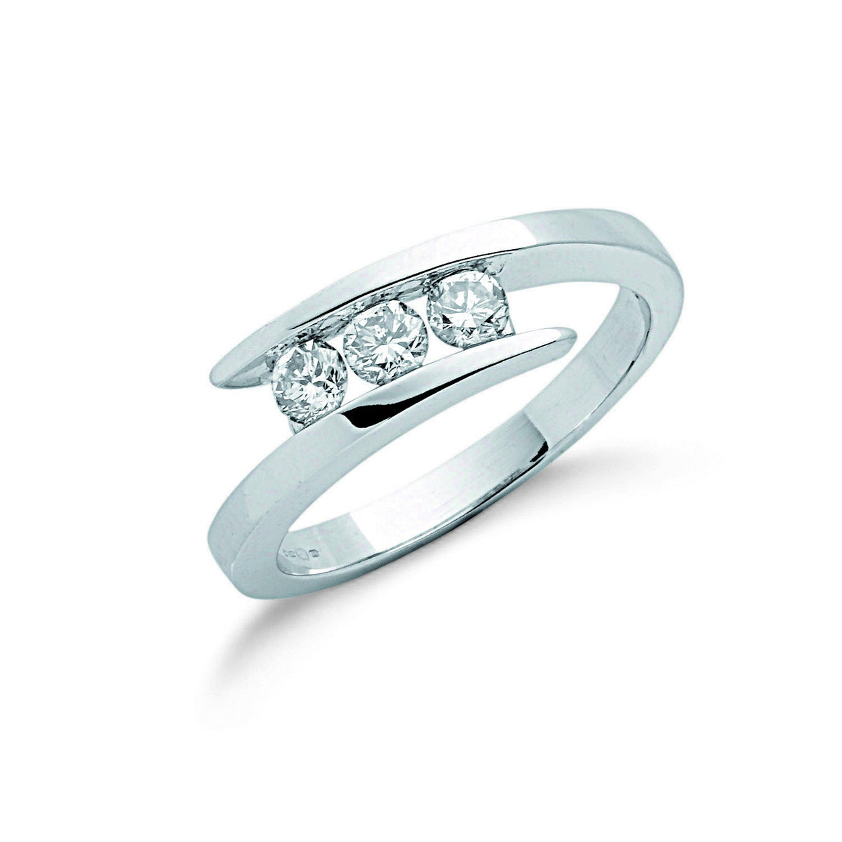 9ct White Gold 0.50ct Diamond Trilogy Ring