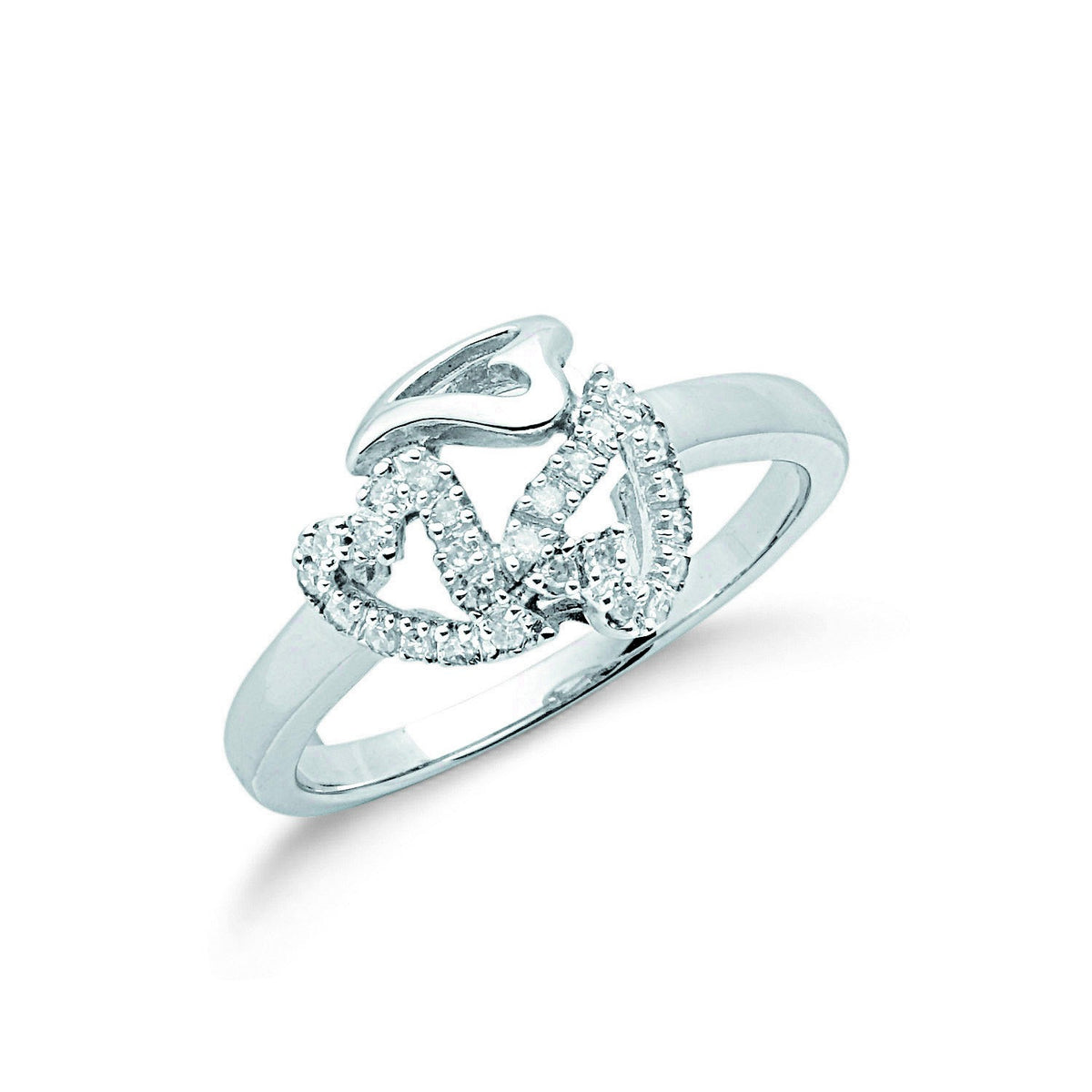 9ct White Gold 0.12ct Diamond Heart Ring