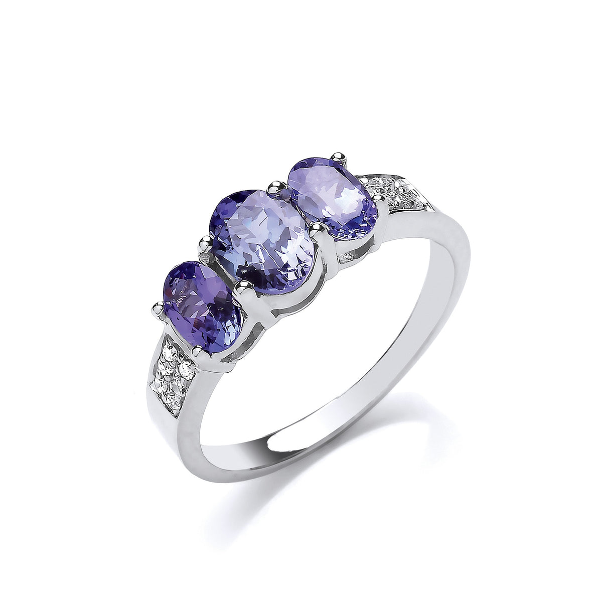 9ct White Gold 0.06ct Diamond &amp; 1.03ct Tanzanite Ring
