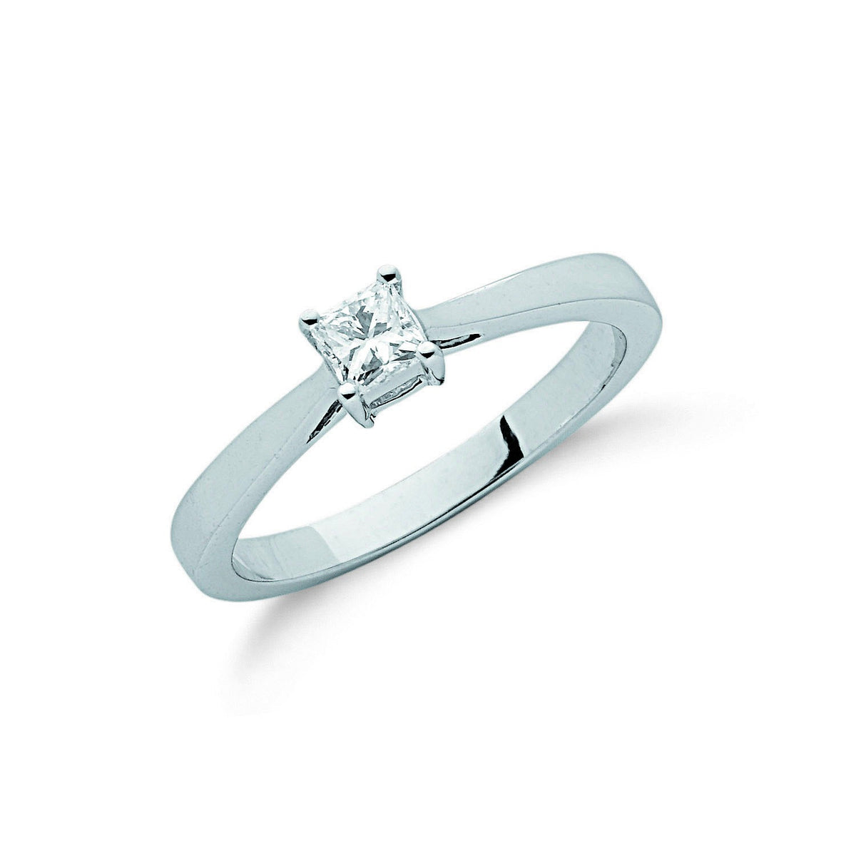 9ct White Gold 0.25ct Princess Cut Diamond Engagement Ring