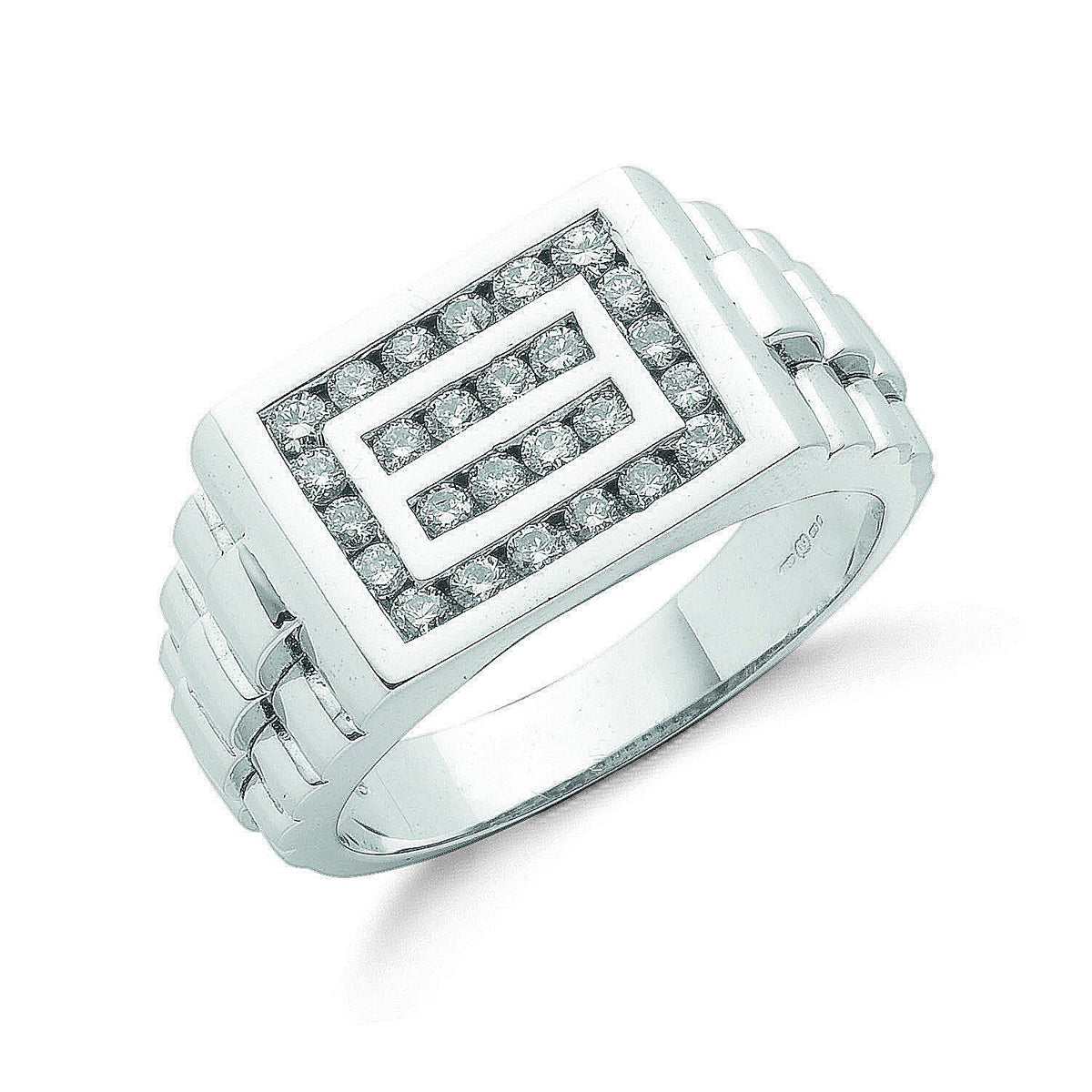 9ct White Gold 0.66ct Gents Diamond Ring