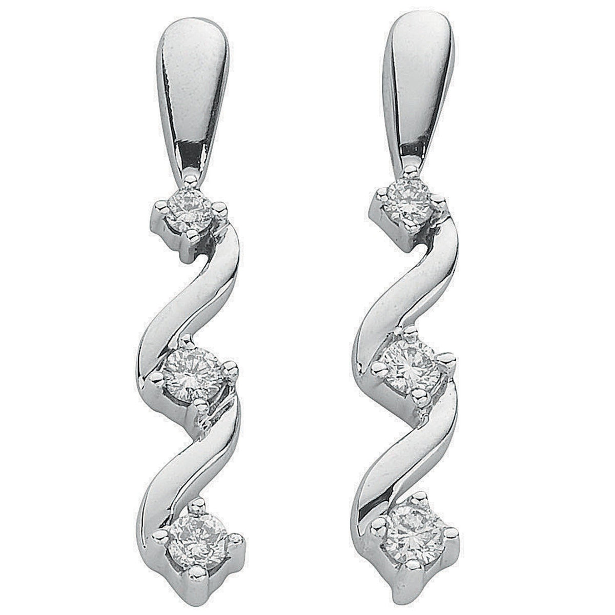 9ct White Gold 0.25ct Diamond Drop Earrings