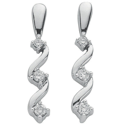 9ct White Gold 0.25ct Diamond Drop Earrings