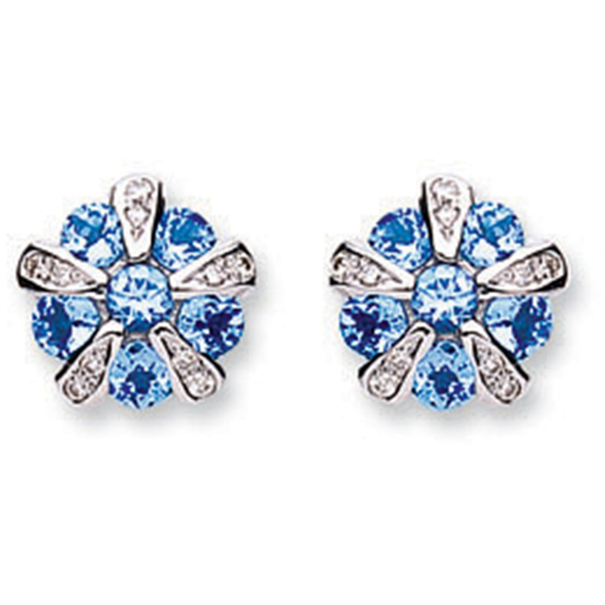9ct White Gold 0.08ct Diamond &amp; 0.44ct Tanzanite Earrings