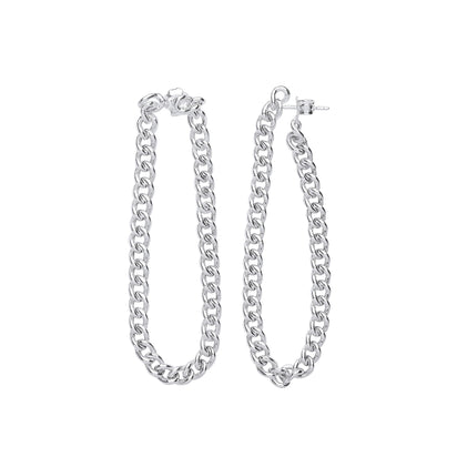 Silver Curb Chain Drop Ear Cuff