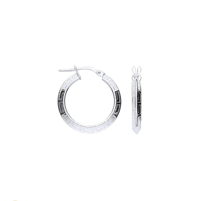 Silver Greek Key 20mm Hoop Hollow Earrings