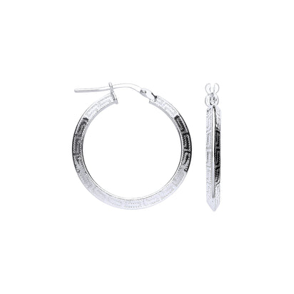 Silver Greek Key 25mm Hoop Hollow Earrings
