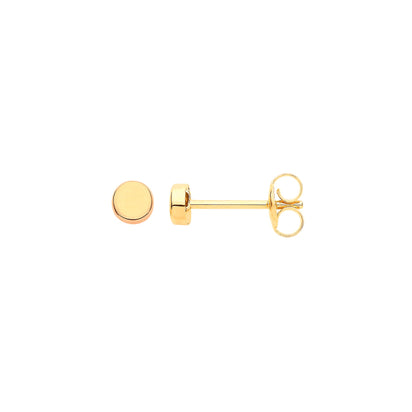 9ct Yellow Gold Plain Round 3.2mm Studs
