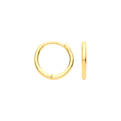 Yellow Gold 10mm Plain Hinged Huggies