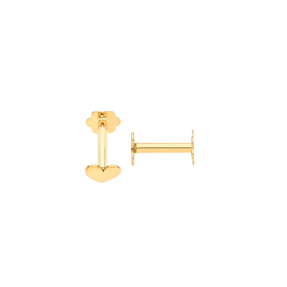 Yellow Gold Heart Screw Ear Cartilage Stud