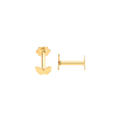 Yellow Gold Butterfly Screw Ear Cartilage Stud
