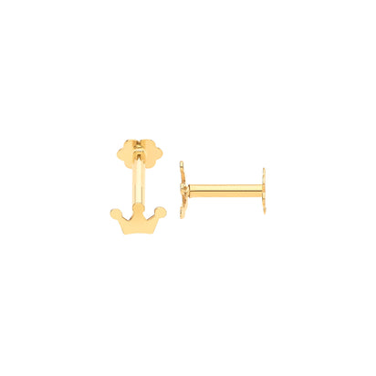 Yellow Gold Crown Screw Ear Cartilage Stud