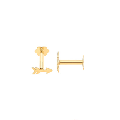 Yellow Gold Arrow Screw Ear Cartilage Stud