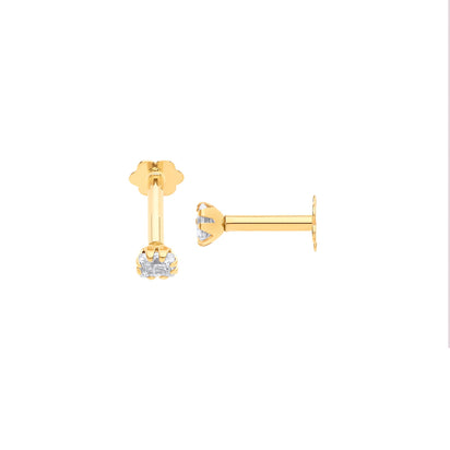 Yellow Gold P/C CZ Ear Cartilage Stud