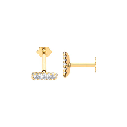 Yellow Gold P/C Trilogy CZs Ear Cartilage Stud