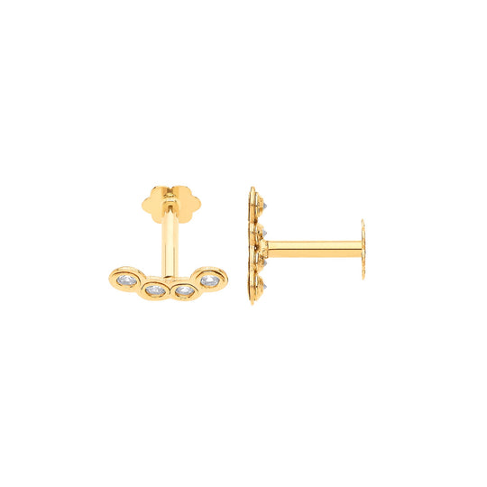 9ct Yellow Gold CZs Ear Cartilage Stud
