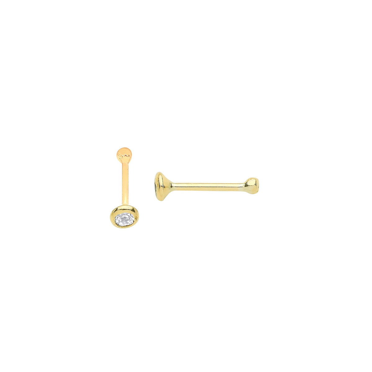 9ct Yellow Gold Round Cz Nose Pin Stud